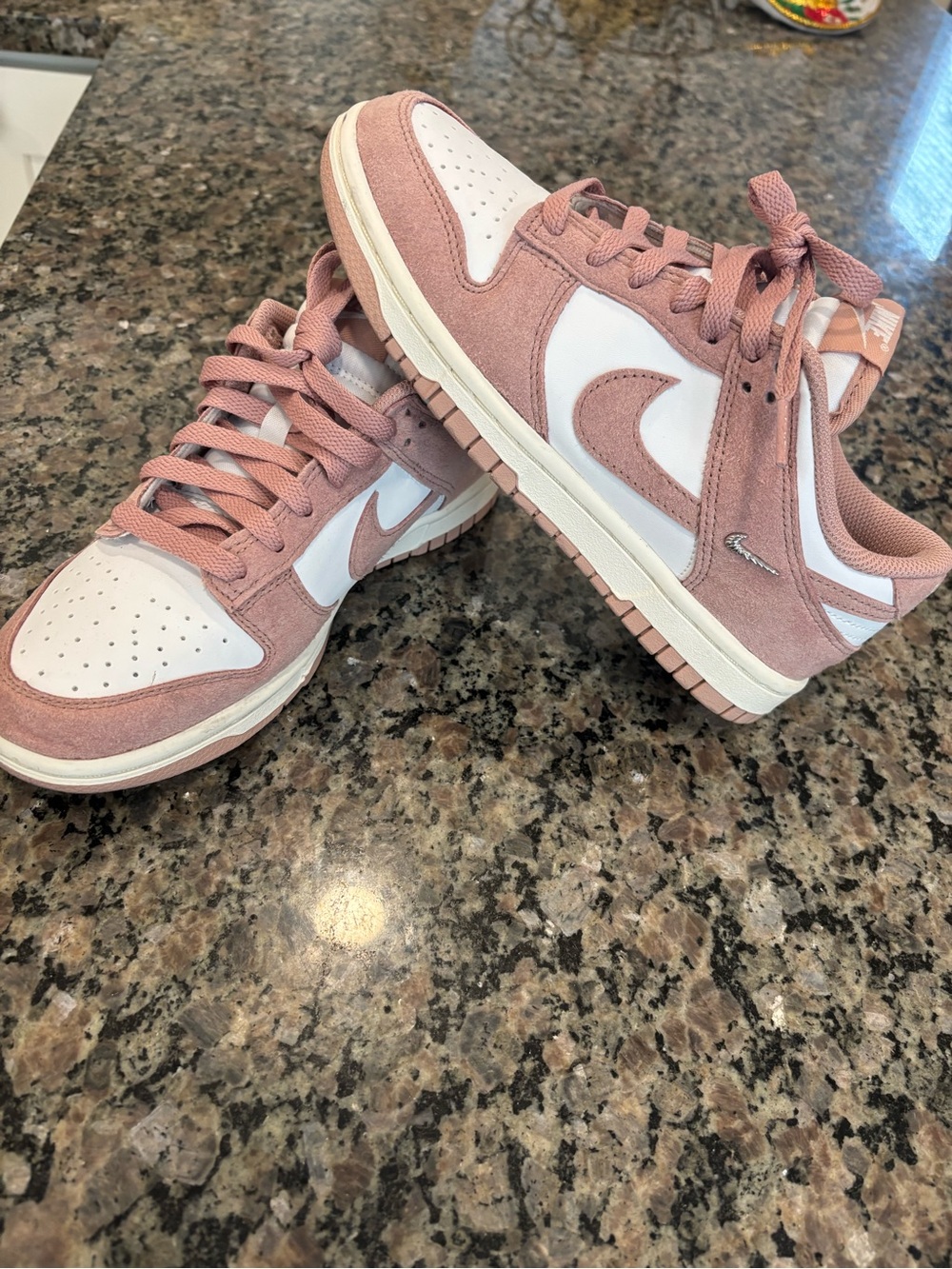Nike Women’s suede Low-Top Sneakers in Dusty Rose & White